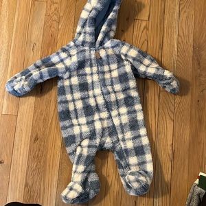 Carters fuzzy blue check bunting